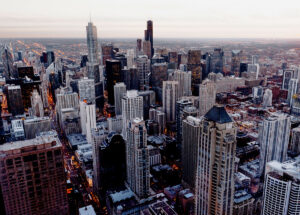 City of Chicago skyline where is batman