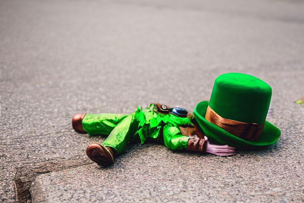 a dead leprechaun killed by Amber Said's farts laying on sidewalk outside of whitecastle