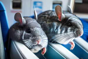 Chinchillas on an airplane