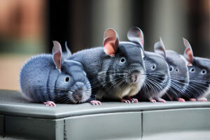 chinchillas sitting on a bench outside weekly plaza